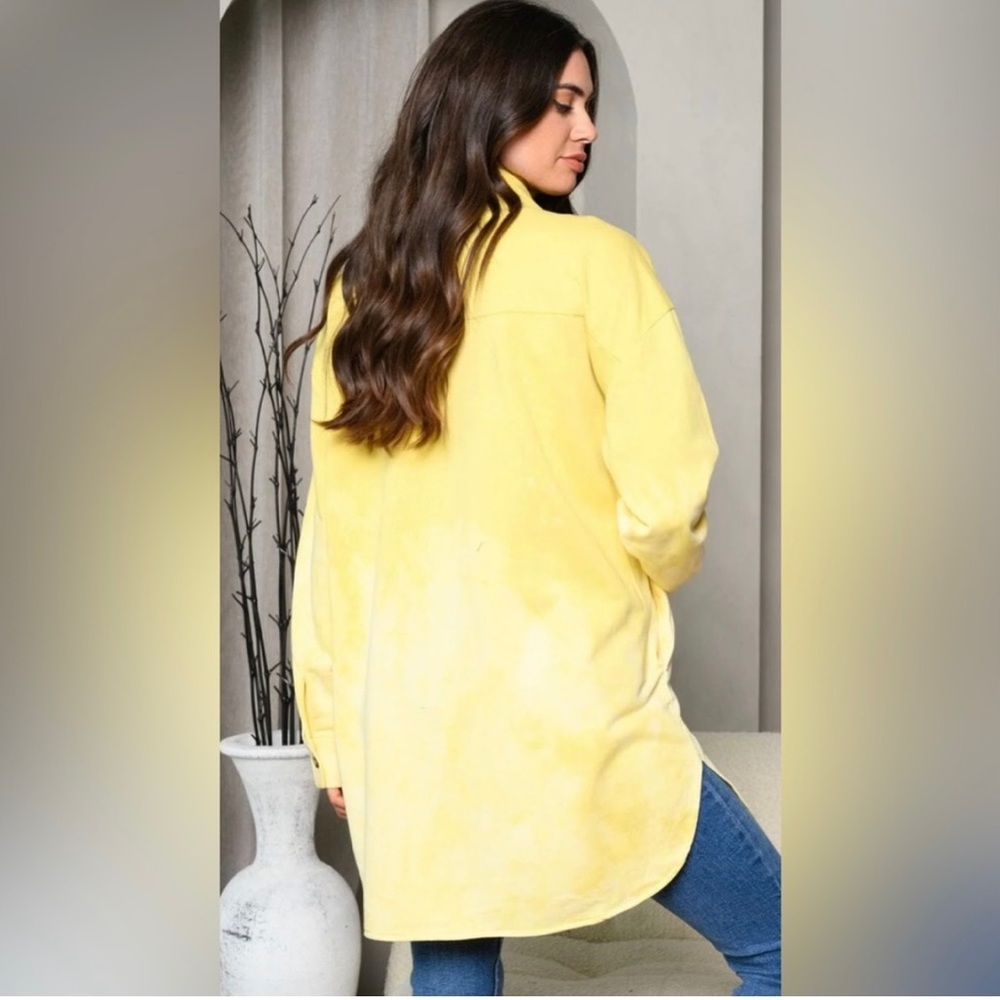 NWOT Ombré Acid Wash Button-down Shirt/Jacket in Yellow Size Large
